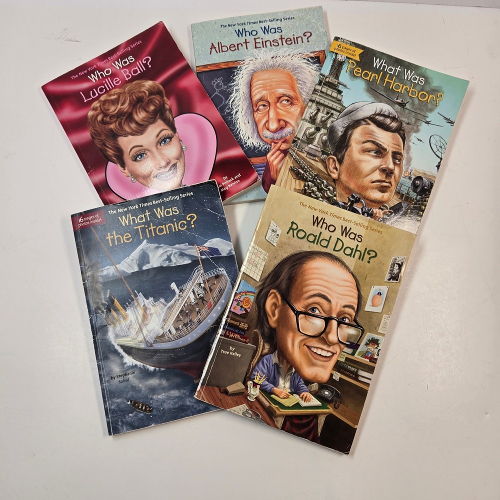 Lot 5 Who Was Books Einstein Titanic Pearl Harbor Lucille Ball Roald Dahl
